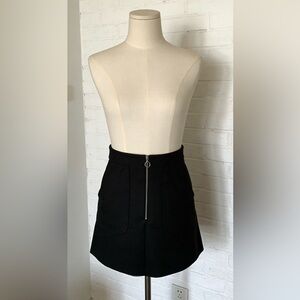 Forever 21 Contemporary Mini Skirt with Front Zipper Black Size XS